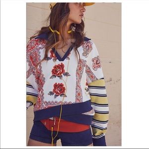 Free People Movement Overlapped Mixed Print Sweatshirt in Floral & Stripe